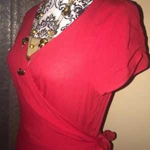 Sexy Red Wrap Tie Dress.